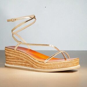 Jimmy Choo
Drive Metallic Wedge Espadrille Sandals